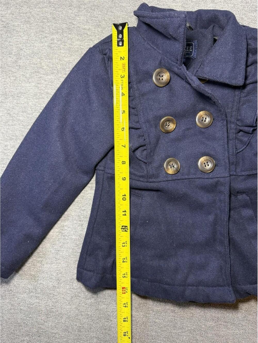 Cherokee Girls Dress Coat-4T/Navy Blue/Buttons/Snap Button/Dressy/Thick - Picture 4 of 11